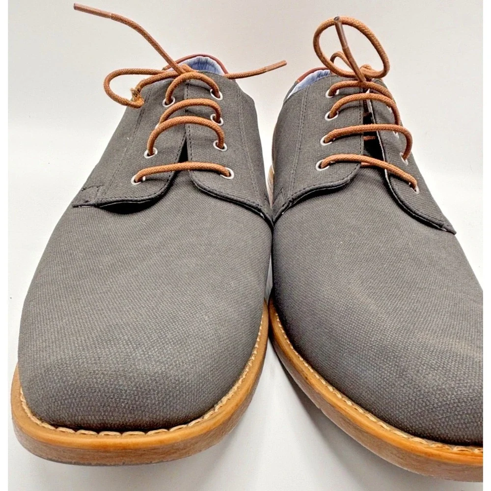 Perry Ellis Portfolio Men's Canvas Derby Oxford Shoes Gray Sz 13 Casual Lace-Up